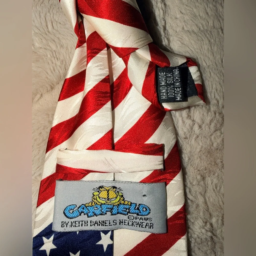 Vintage Garfield Silk Tie Uncle Sam USA Paws Keith Daniels Cat Patriotic